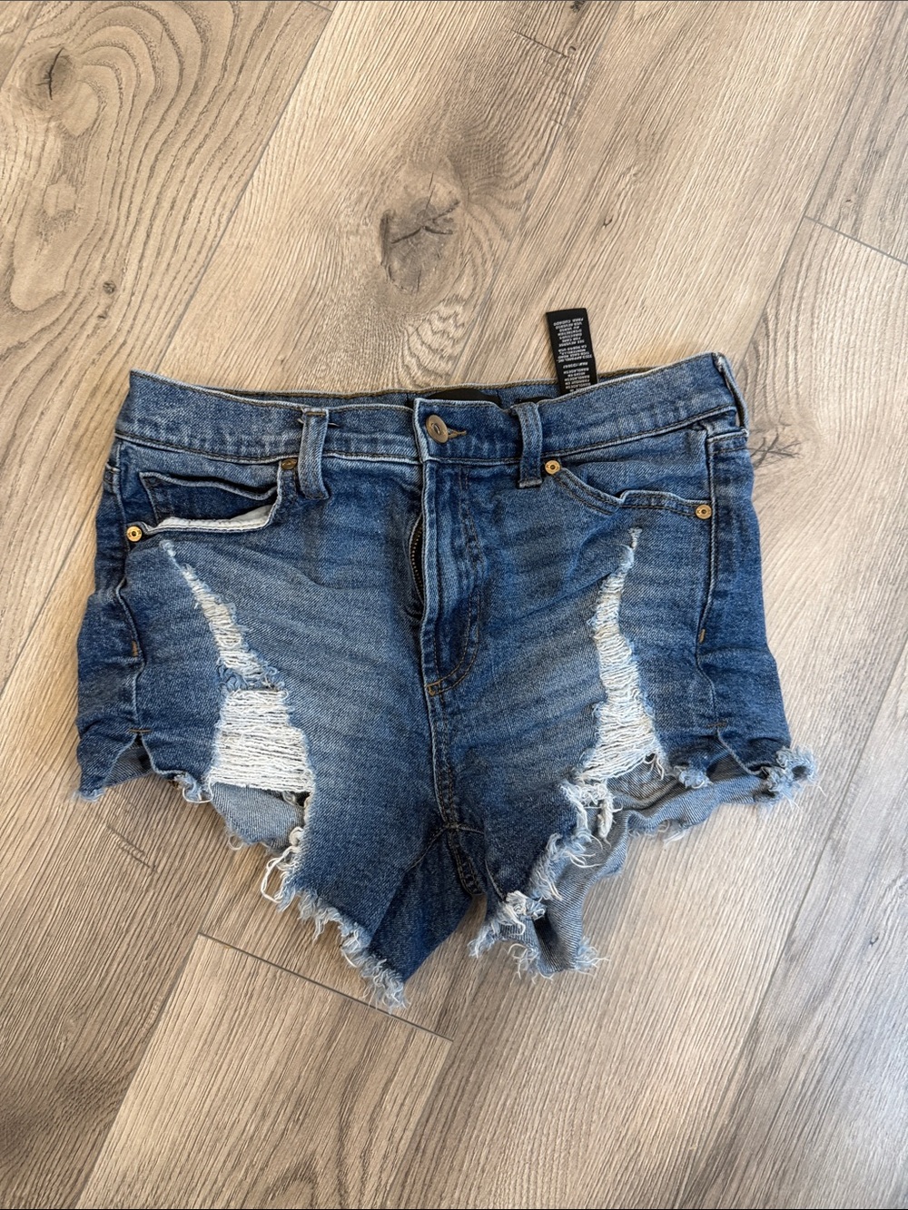 Kendall & Kylie Distressed Dark Blue High-Rise Denim Shorts